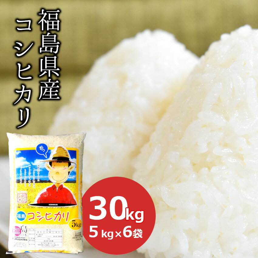 ●マラソン期間中5％OFF●【令和4年産】30kg コシヒカリ 福島県産 (5kg×6) 白米 こしひかり お米 米 ごはん 工場直送【常温】