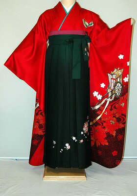 Rakuten - 【レンタル】振袖、袴（刺繍はかま）レンタル【赤・ピンク・赤紫系】【HF705】標準/L寸/7号/9号/11号/13号/冬春キャンペーン