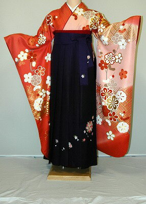 乐天商城 - 【レンタル】振袖、袴（刺繍はかま）レンタル【赤・ピンク・赤紫系】【HF706】標準/L寸/7号/9号/11号/13号/冬春キャンペーン