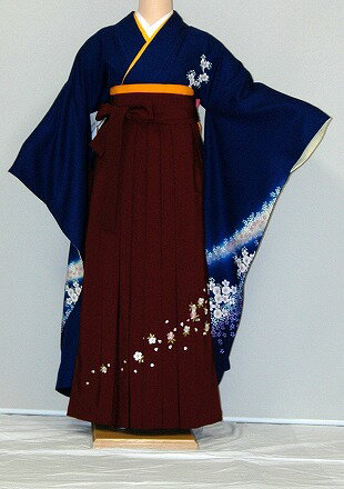 【レンタル】振袖、袴(刺繍はかま)レンタル【青・青紫・緑系】【HF715】標準/L寸/7号/9号/11号/13号/冬春キャンペーン