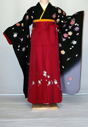 Rakuten - 【レンタル】振袖、袴（刺繍はかま）レンタル【黒・茶・グレー系】【HF717】標準/L寸/7号/9号/11号/13号/冬春キャンペーン
