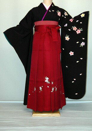 Rakuten - 【レンタル】振袖、袴（刺繍はかま）レンタル【黒・茶・グレー系】【HF733】標準/L寸/7号/9号/11号/13号/冬春キャンペーン