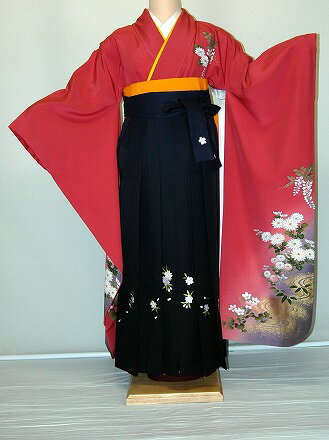 Rakuten - 【レンタル】振袖、袴（刺繍はかま）レンタル【赤・ピンク・赤紫系】【HF746】標準/L寸/7号/9号/11号/13号/冬春キャンペーン