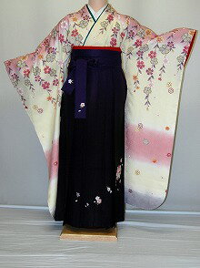 【レンタル】振袖、袴（刺繍はかま）レンタル【白・薄色系】【HF759】標準/L寸/7号/9号/11号/13号/冬春キャンペーン