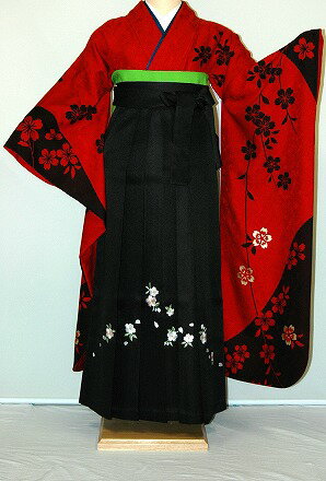 乐天商城 - 【レンタル】振袖、袴（刺繍はかま）レンタル【赤・ピンク・赤紫系】【HF776】標準/L寸/7号/9号/11号/13号/冬春キャンペーン