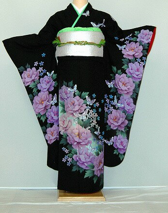 【レンタル】振袖レンタル【黒・茶・グレー系】【RS777】標準/L寸/7号/9号/11号/13号 冬春キャンペーン
