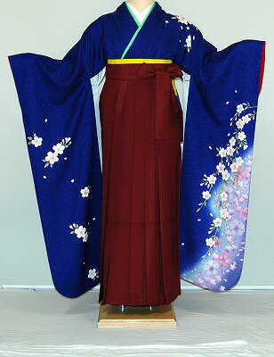 乐天商城 - 【レンタル】振袖、袴（はかま）レンタル【青・青紫・緑系】【HF784】標準/L寸/7号/9号/11号/13号/冬春キャンペーン