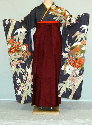 Rakuten - 【レンタル】振袖、袴（はかま）レンタル【黒・茶・グレー系】【多色系・古典柄】【HF787】標準/L寸/7号/9号/11号/13号/冬春キャンペーン