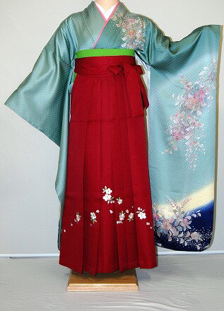 【レンタル】振袖、袴（刺繍はかま）レンタル【青・青紫・緑系】【HF795】標準/L寸/7号/9号/11号/13号/冬春キャンペーン(4.0)