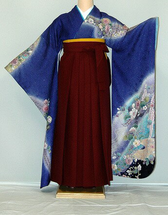 Rakuten - 【レンタル】振袖、袴（はかま）レンタル【青・青紫・緑系】【HF802】標準/L寸/7号/9号/11号/13号/冬春キャンペーン