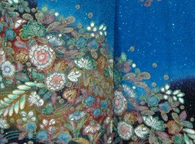 【レンタル】振袖、袴（刺繍はかま）レンタル【青・青紫・緑系】【HF910】ワイドサイズ/ゆったり/大きい/幅広/2L/3L/13号/15号/17号/袴レンタル 冬春キャンペーン