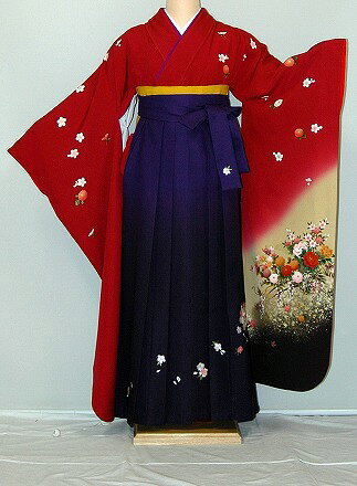 Rakuten - 【レンタル】振袖、袴（刺繍はかま）レンタル【赤・ピンク・赤紫系】【HF924】ワイドサイズ/ゆったり/大きい/幅広/3L/4L/17号/19号/21号/23号/大学生/袴レンタル 冬春キャンペーン
