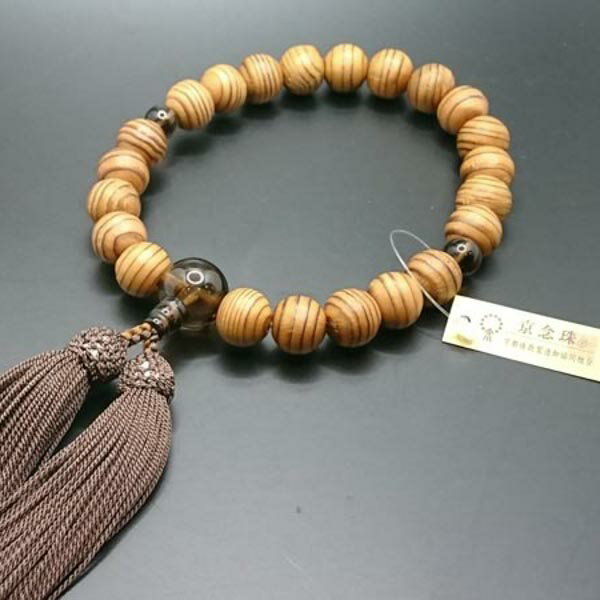数珠念珠男性用屋久杉親・天玉茶水晶...