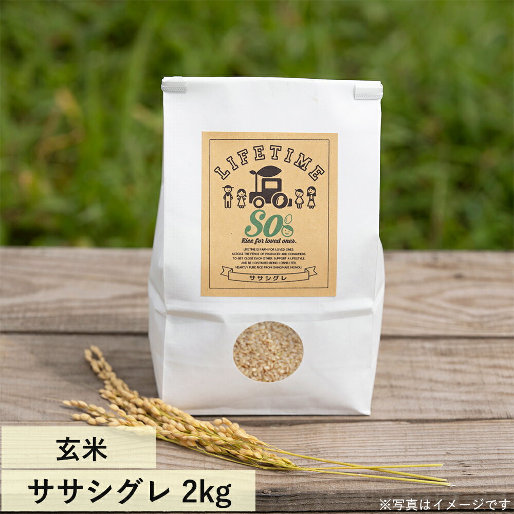農薬・化学肥料を使わずに育成させた、自然本来の味　ササシグレ 玄米 "So" 2kg 令和7年度産 幻の希少品種 LIFETIME ORIGINAL米　宮城県石巻市より農家直送 ゴムクロワン