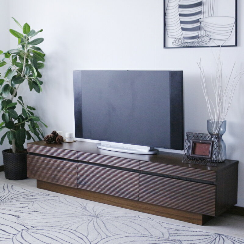 Rakuten - TVボード 166 ルーター収納付き テレビボード ブラックガラス ルーバー加工 巾木よけ キリカギ加工 棚板外し可能