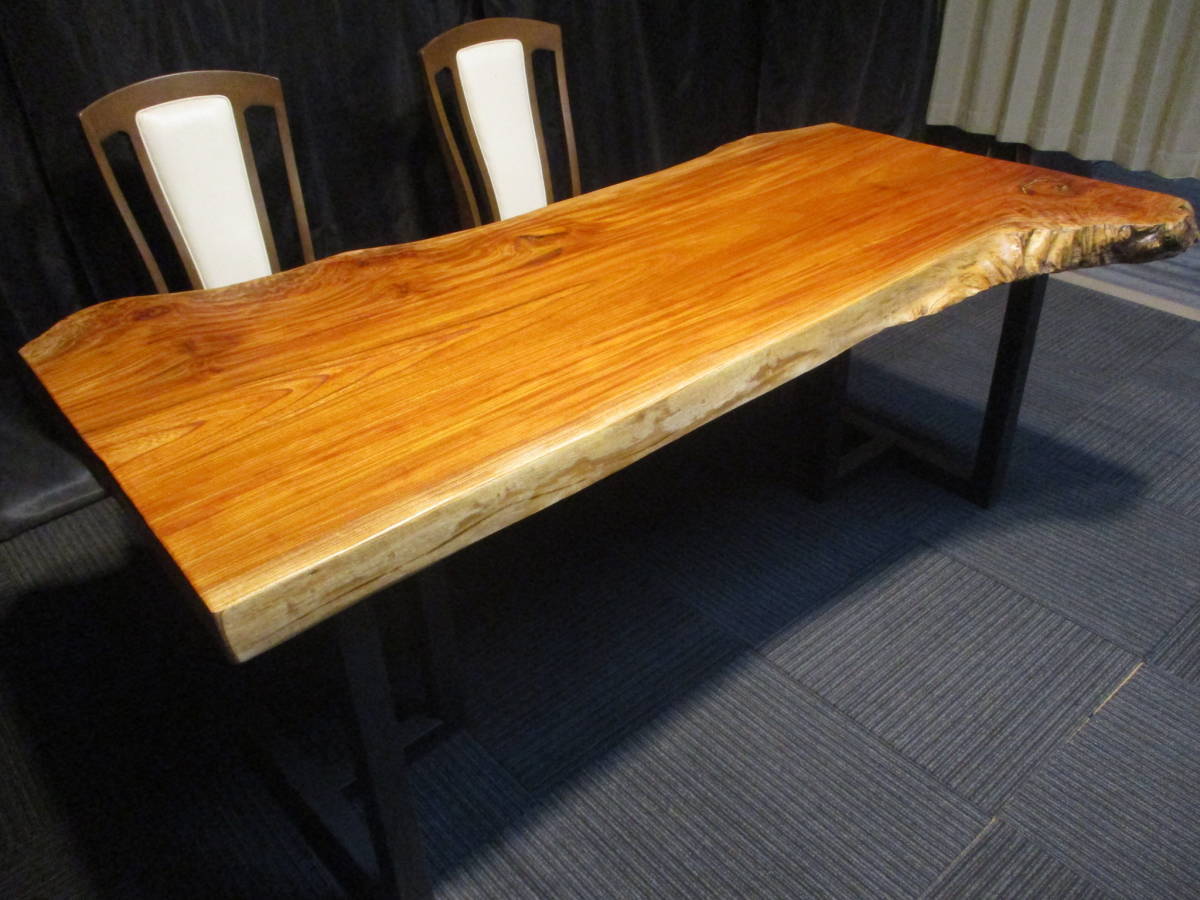 927 欅 ケヤキ 一枚板 ダイニング 座卓 ローテーブル テーブル 一枚板テーブル 長さ 172cm 奥行 81～87～76～87～84cm 厚み 6.7cm