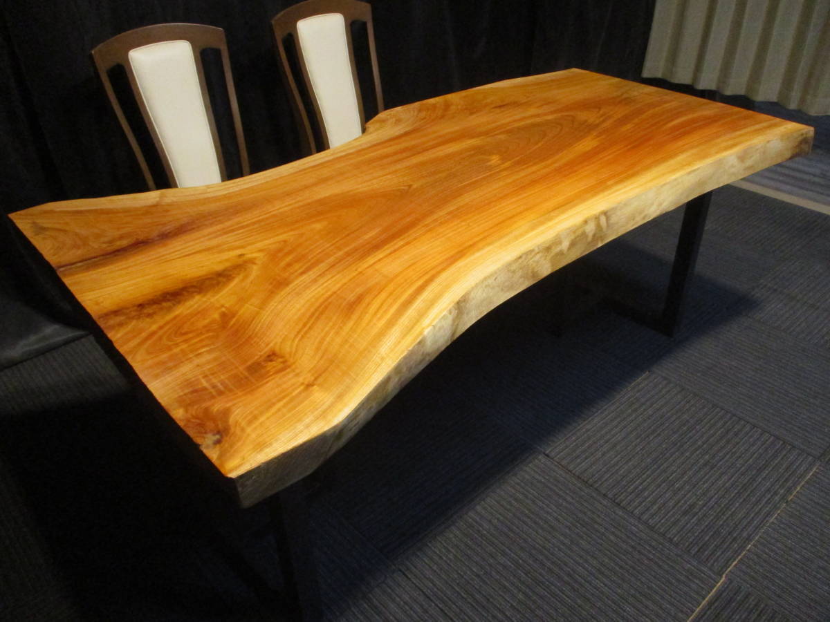 945 欅 一枚板 ダイニング 座卓 ローテーブル テーブル 一枚板テーブル 長さ 173～174cm 奥行 81～75～96cm 厚み 6.9cm