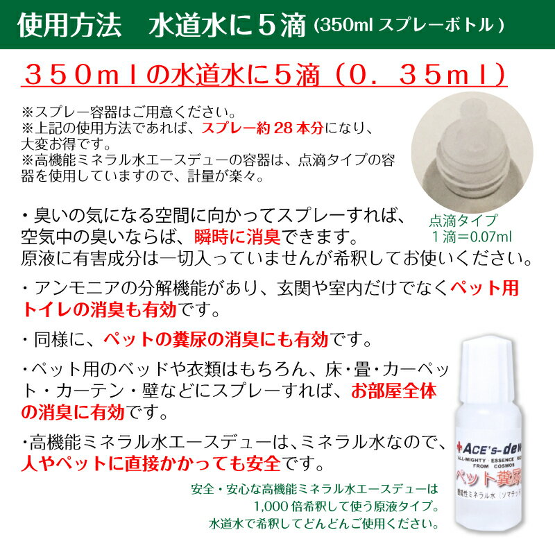 超強力業務用ペット用消臭剤原液高機能ミネラル水エースデュープロ仕様1000倍希釈家庭用尿臭便臭ペット糞尿安全日本製