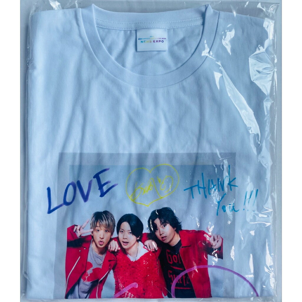 NEWS 【 twen Tシャツ 】20th Anniversary LIVE 2023 NEWS EXPO オフィシャルグッズ ニュース 増田貴久 小山慶一郎 加藤シゲアキ 半袖 半袖Tシャツ 白 ホワイト