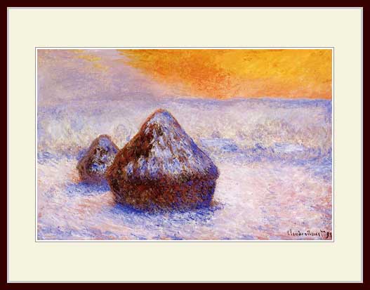 モネ・「積み藁、雪の効果、夕日」