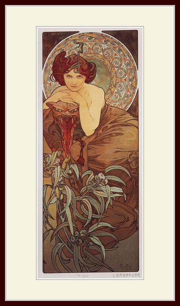 ミュシャ・「宝石：エメラルド」