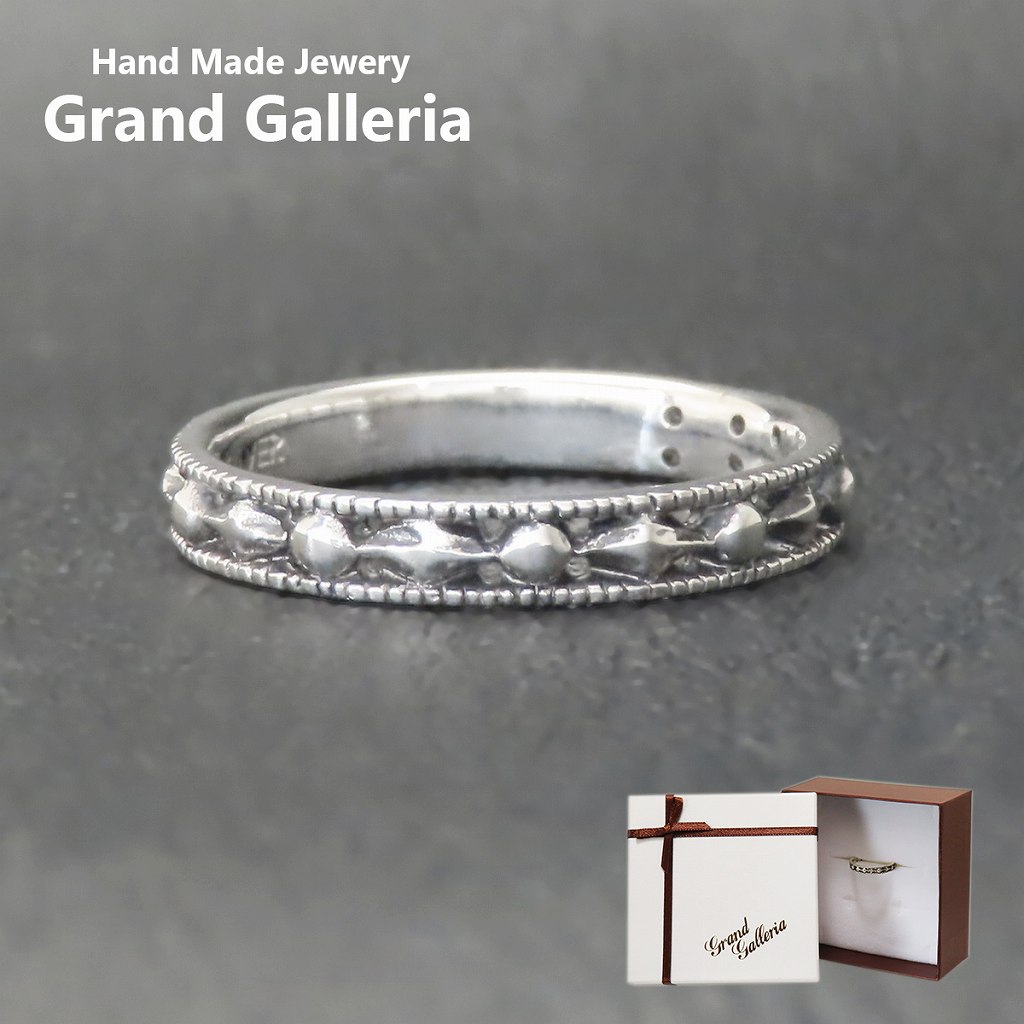 楽天Grand Galleriaミル打ちリング 黒 指輪 シルバー925 【刻印無料】ミル ミル打ち ミルグレン ミルグレイン リング サイズ3～30号 シルバーアクセサリー レディース ユニセックス クリスマス プレゼント ハンドメイド 手作り 彫金 ジュエリーボックス 箱 Grand Galleria グランドガレリア