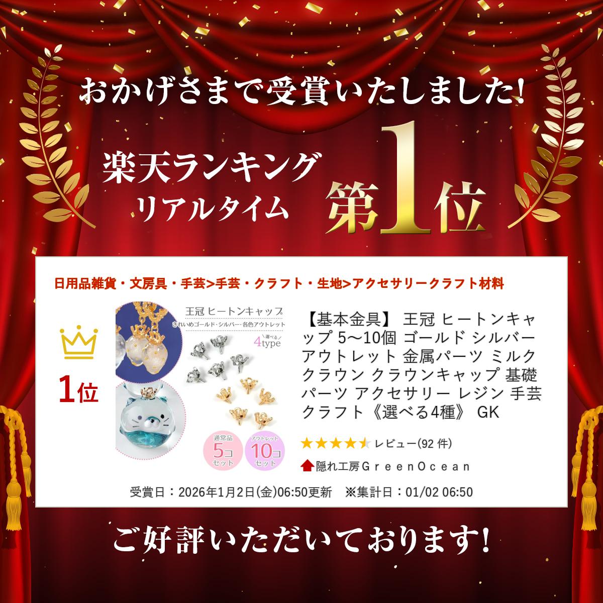 【基本金具】 王冠 ヒートンキャップ 5〜10個 ゴールド シルバー アウトレット 金...