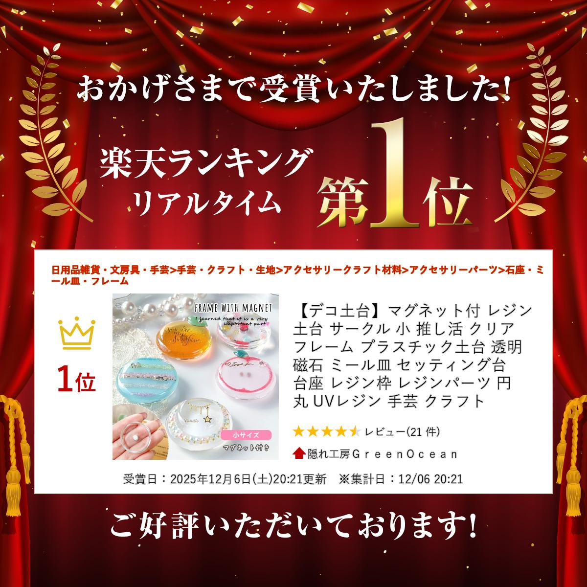 【デコ土台】マグネット付 レジン土台 サークル 小 推し活 クリアフレーム プラス...