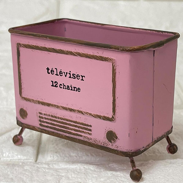 足付きテレビ型ミニプランターピンク...