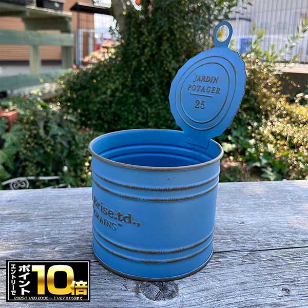 [エントリーでポイント10倍 11/20 20時〜]缶詰の形をした 丸型 ブリキプランター (内径8.5Φcm) ポタジ..