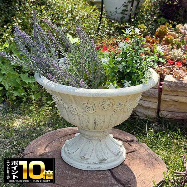 [エントリーでポイント10倍 11/20 20時〜]カップ型プランター ロゼアリニエカップ SW ホワイト (GF4987) 植木鉢/インテリア/観葉植物/カントリー/友膳/グラスファイバー/プレゼント/ギフト/かわいい/ジャンクガーデン/ガーデニング/穴ありのサムネイル