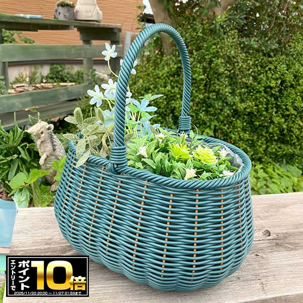 [エントリーでポイント10倍 11/20 20時〜]丸くて可愛いバスケット ガンセトバスケットLABL ブルー(KM66..