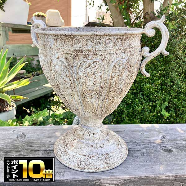 [エントリーでポイント10倍 11/20 20時〜]アンティーク風ブリキカッププランター アンティクデコレカップMW(UF578) ホワイト/鉢/鉢カバー/おしゃれ/屋外/ガーデニング/植木鉢/ジャンクガーデン/多肉植物/花/寄せ植え/観用植物/カントリー雑貨/プレゼント/ギフト/アンのサムネイル