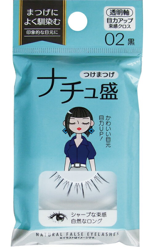 【まとめ買い=注文単位12個】ナチュ盛つけまつげ02 目力アップ束感クロス 透明軸黒 27-461(se2f126)