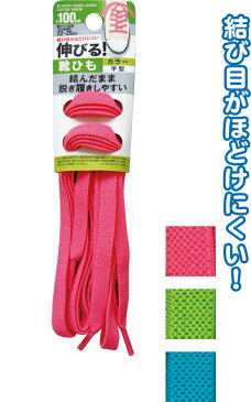 【まとめ買い=注文単位12個】脱ぎ履き簡単!伸びる平型靴ひもカラー100cm アソート(色おまかせ) 29-658(se2d633)