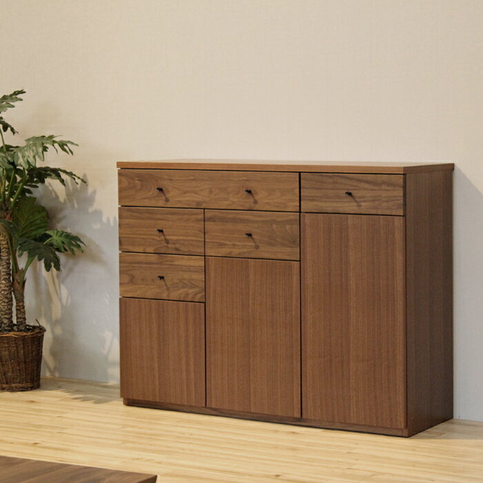 LIVWOOD商品名| エヴァン 幅115 電話台 リビングボード ファックス台カラー| ブラウン色 ウォールナットサイズ| 幅115 奥行40 高さ89cm生産国| 国産 日本製木製 北欧 fax台 モデム ルーター収納 カウンター下収納 完成品 オフィス リビング収納
