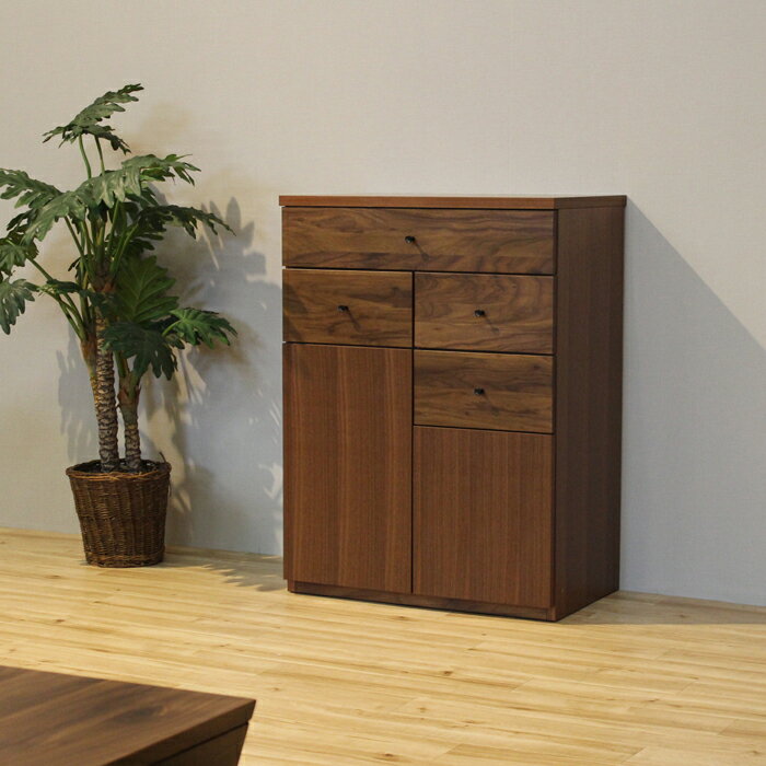 LIVWOOD商品名| エヴァン 幅65 電話台 リビングボード ファックス台カラー| ブラウン色 ウォールナットサイズ| 幅65 奥行40 高さ89cm生産国| 国産 日本製木製 北欧 fax台 モデム ルーター収納カウンター下収納 完成品 オフィス リビング収納