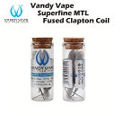 Vandy Vape Superfine MTL Fused Clapton Prebuilt Coils 10個入 ガラスチューブのパッケージに納められたプリメイドコイル10個セットです。 MTL専用に設計された繊細で細いクラプトンワイヤーです。 種類 30ga×2+38ga [A1] 0.99Ω 内径2.6mm 6巻 30ga×2+38ga [Ni80] 0.7Ω 内径2.5mm 6巻 30ga×2+38ga [NI80] 0.74Ω 内径2.5mm 6巻 32ga×2+38ga [NI80] 1.2Ω 内径2.6mm 6巻 30ga×2+38ga [SS316] 0.65Ω 内径2.6mm 6巻 32ga×2+38ga [SS316] 1.03Ω 内径2.6mm 6巻 内容 MTLクラプトンコイル×10 コイルツール×1