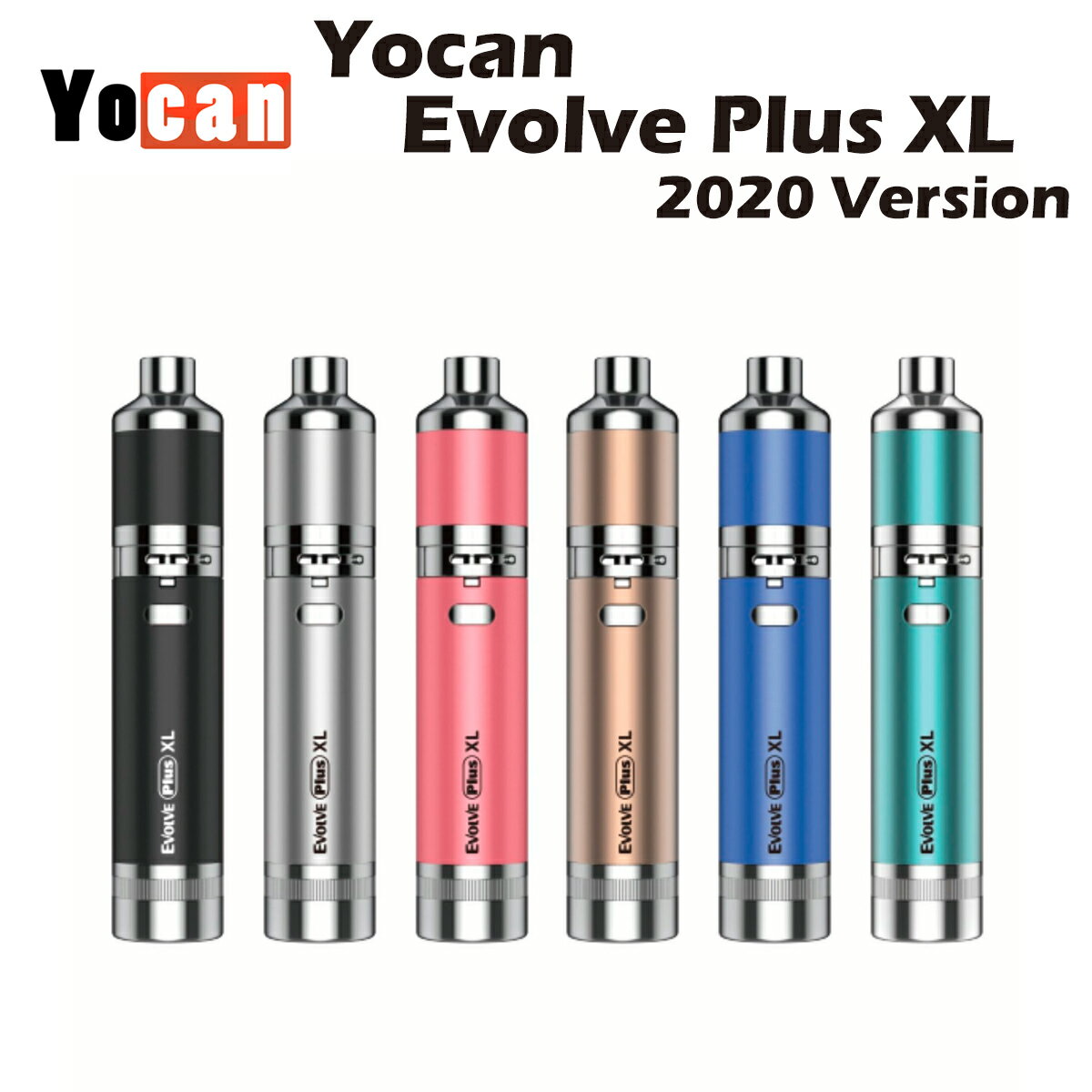 Yocan Evolve Plus XLのアップデートバージョンです。 前バージョンに比べバッテリー容量は1400mAhへ変更されました。 クオーツ素材のコイルで気化の際に不純物が発生しにくく素材そのものの風味を楽しむ事ができます。 チャンバー内に4つのコイルが設置されており、強い火力で気化させることが出来ます。 アトマイザーカバーと本体はマグネットで接続されており簡単にメンテナンスを行う事が出来ます。 コイルキャップにより漏れを防ぐことが出来ます。 着脱可能なハンギングリングにランヤードを取付け、首から下げることが出来ます。 本体底部の取り外し可能なシリコンジャーに2種類のワックスを入れて持ち運ぶ事が出来ます。 ■ 4つのクオーツロッドコイルで大量の蒸気を生成 ■ 1400mAh 内蔵バッテリー ■ マグネット接続のアトマイザーカバー ■ Micro USB端子で充電が可能 仕様 サイズ 115mm×22mm バッテリー容量 1400mAh 10秒カットオフ機能 付属品 交換用コイル USBケーブル ダブツール ハンギングリング ランヤード マニュアル（英語） 使用方法 1, 本体からマウスピースとコイルキャップを外し、ワックス・オイルをコイル内にセットした後、マウスピースとコイルキャップを本体に装着し直します。 2, スイッチを5回連続で押すと電源が入り、ボタンを押すとコイルが加熱しワックス・オイルが気化します。 3, 気化が始まったらボタンを押しながらゆっくりと蒸気を吸い込んで下さい。吸引が終わりましたらボタンを離して下さい。 ボタンを5回連続押すと電源OFFとなります。 充電は本体側面のUSBポートから行って下さい。