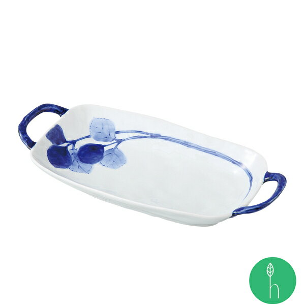 染旬菜 みつば 手付き盛鉢（約30×15.5×5cm） 浜陶 和山 和 食器 モダン おしゃれ 北欧 料理 贈り物 御祝 プレゼント 日本製 磁器 陶器