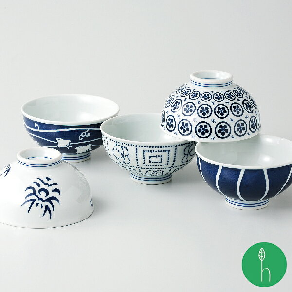 〈ギフトセット〉 粋絵変り 飯碗揃 (5個入セット) | 浜陶 高山 hasami 波佐見焼 和柄 食器 器 茶碗 和 和食器 和モダン 可愛い 御祝 内祝 引き出物 贈り物 プレゼント ラッピング対応［ST］