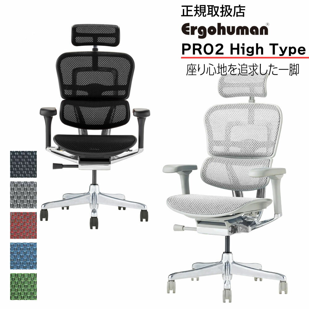 送料無料＆即納 Ergohuman PRO2 High Type エルゴヒューマン プロ ハイタイプ 【正規品】 座面チルトモデル 4D機能性+デザイン性 高密度メッシュ 可動式アーム オフィス 在宅ワーク テレワーク 仕事用 EHP2-HAM