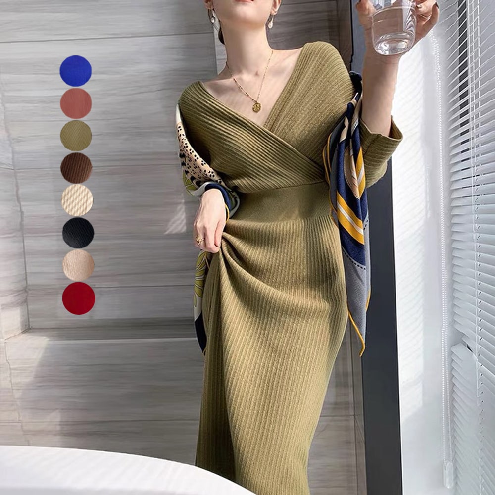 入学式 ワンピース レディース ニット 秋冬 ロング ワンピ 上品 かわいい オフィスカジュアル きれいめ シンプル ミモレ丈 寒さ対策 オフィス 冷え対策 ク...