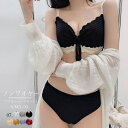 ブラジャー ノンワイヤー ショーツ セット 育乳ブラ ブラ 韓国 育乳 小胸 谷間 脇高 盛れる リボン ブラショーツ インナー セクシー かわいい シンプル ...