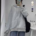 パーカー レディース 春 秋 大きめ 薄手 韓国 ストリート 羽織り シンプル カジュアル おしゃれ かわいい ゆったり スポーツ ジム 長袖 上着 防寒 部屋着 ルームウェア スウェットパーカー 40代 50代 送料無料(4)