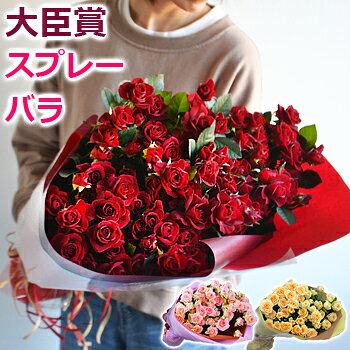 大臣賞 スプレーバラの花束 本数指定OK 誕生日 母の日 プレゼント 結婚記念日 妻 結婚祝い 出産祝い 内祝い 退職祝い ギフト 花 プロポーズ 薔薇 7本〜