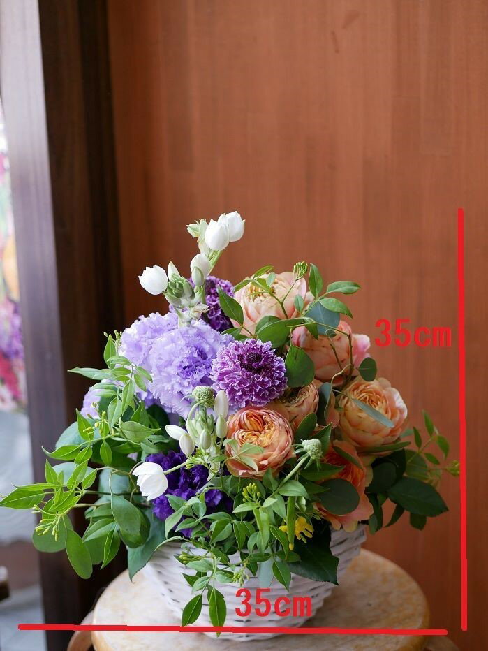 フラワー アレンジメント 花 かわいい 誕生日 お祝 開店祝い プレゼント トルコキキョウ　バラ　スカビオサ アレンジ 送料無料 【花匠美ブランド】