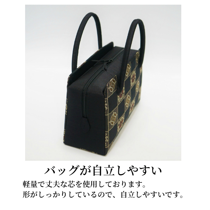 手づくりバッグのお店 花やかの和装バッグ　利休バック金襴織物　遠州裂文様　商品番号　k-14　｜アングル3
