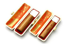 送料無料◆印鑑 はんこ 実印・銀行印 MMセット(実印 15mm 銀行印 13.5mm)彩樺 SAIKA【赤-金枠】 [印鑑 実印 銀行印 2本セット 印鑑ケー...