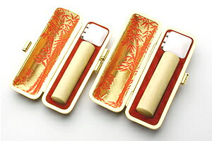 送料無料◆印鑑 はんこ 実印・銀行印 LSセット(実印 16.5mm 銀行印 12mm)薩摩本柘【トカゲ-金枠】 [印鑑 実印 銀行印 2本セット 印鑑ケース付...